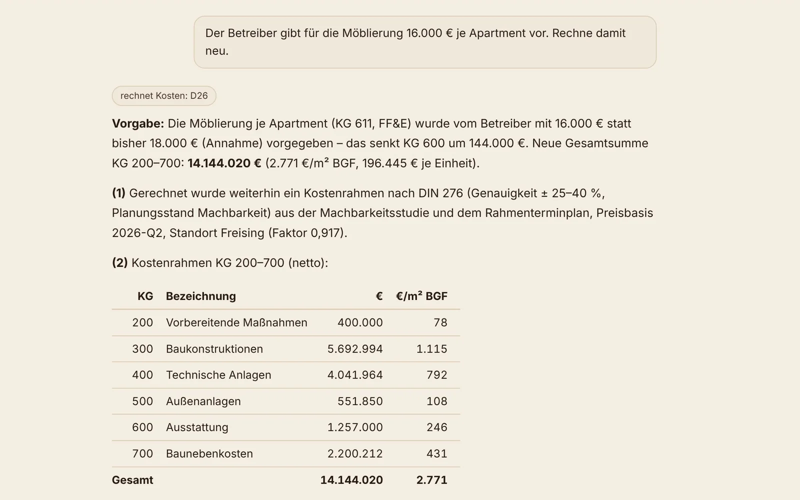 Die Nachfrage im Chat und Jakobs neue Rechnung